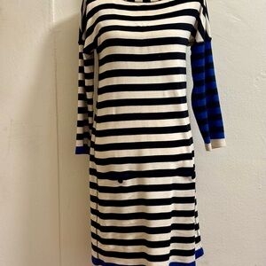 Rykiel Cotton Striped Mini Dress With Blue Details M